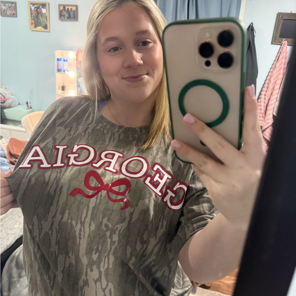 Mossy Oak Green Camouflage Tee with Red Georgia Print
